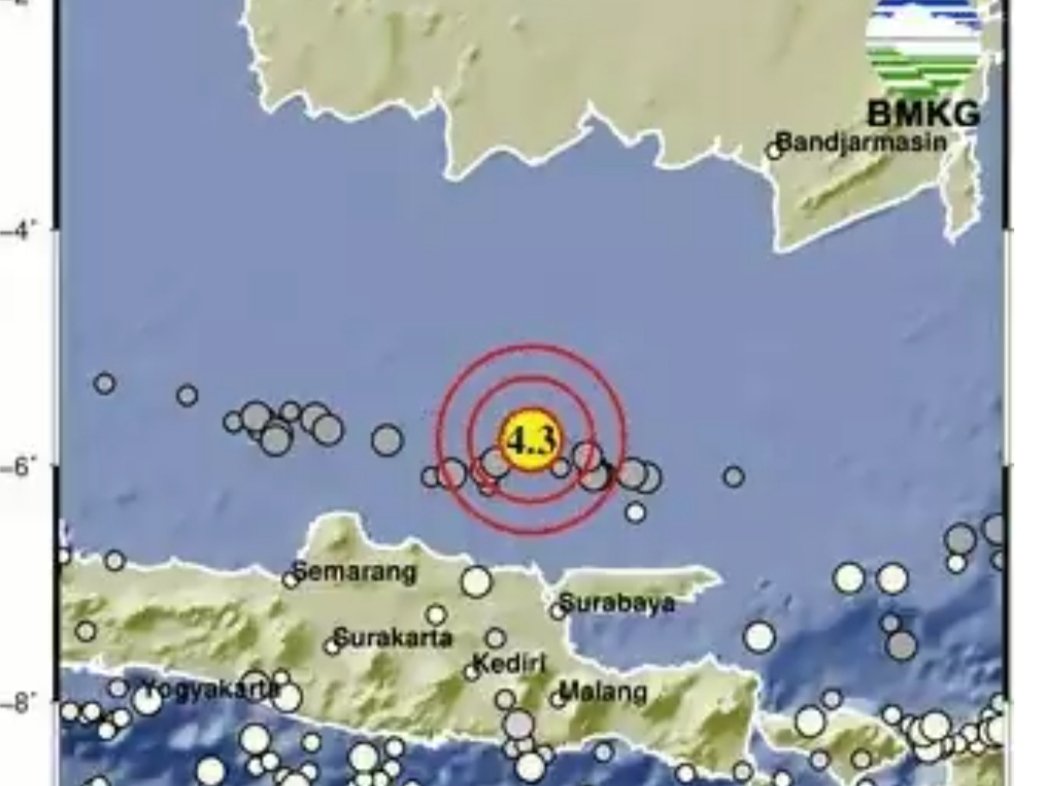Gempa 4,3 Magnitudo Guncang Tuban, Jawa Timur