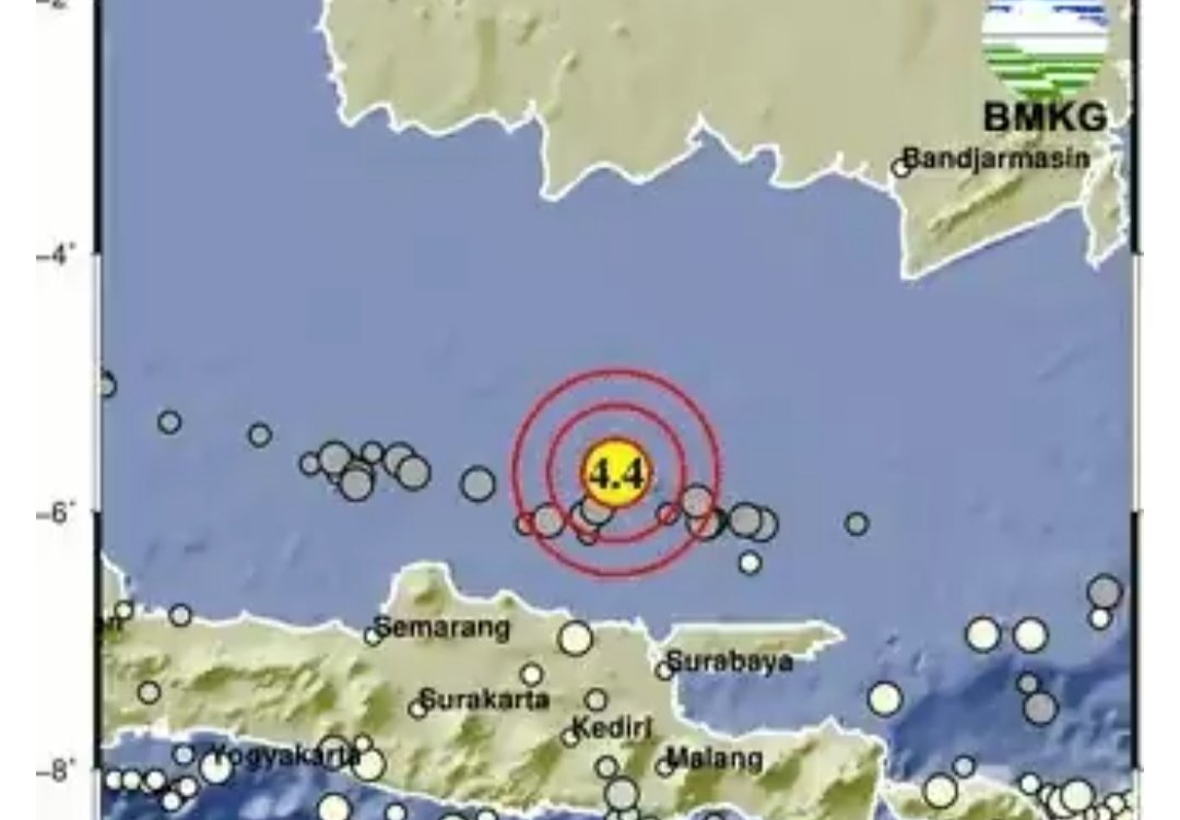 Gempa Magnitudo 4.4 Guncang Tuban Jatim Pagi Ini