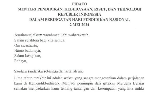 Teks Pidato Menteri Pendidikan Nadiem Makarim Pada Upacara Bendera ...