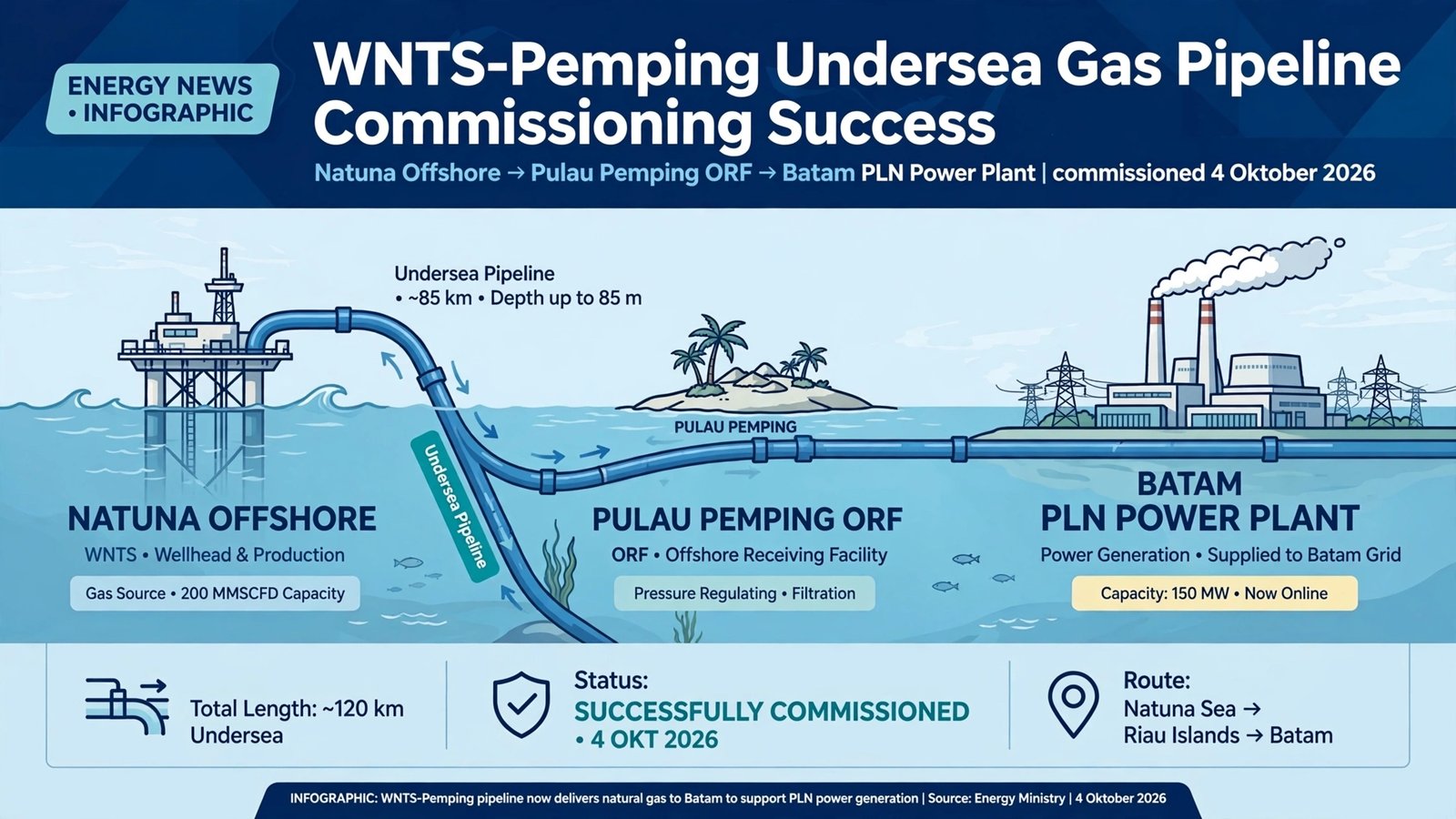 Gas Natuna Segera Masuk Batam, Pipa WNTS-Pemping Sukses...