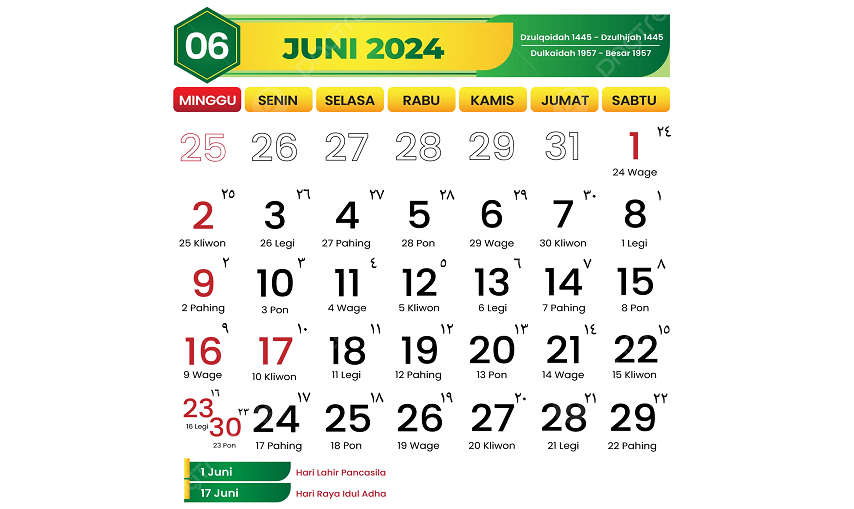 Simak Tanggal Merah dan Hari Penting di Bulan Juni 2024 yang Diperingati Nasional dan Internasional