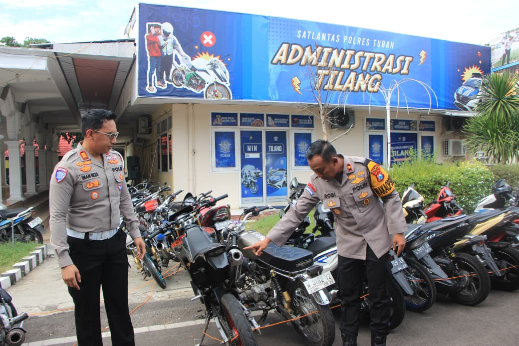 Satlantas Polres Tuban Amankan 65 Kendaraan Knalpot Brong dalam Sepekan